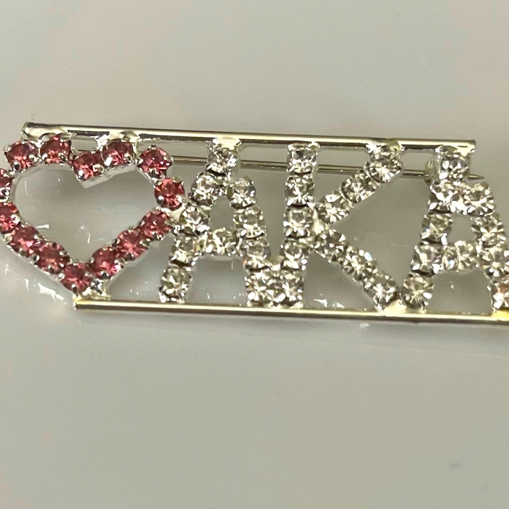 For ALPHA KAPPA ALPHA Pink Heart “AKA” Brooch